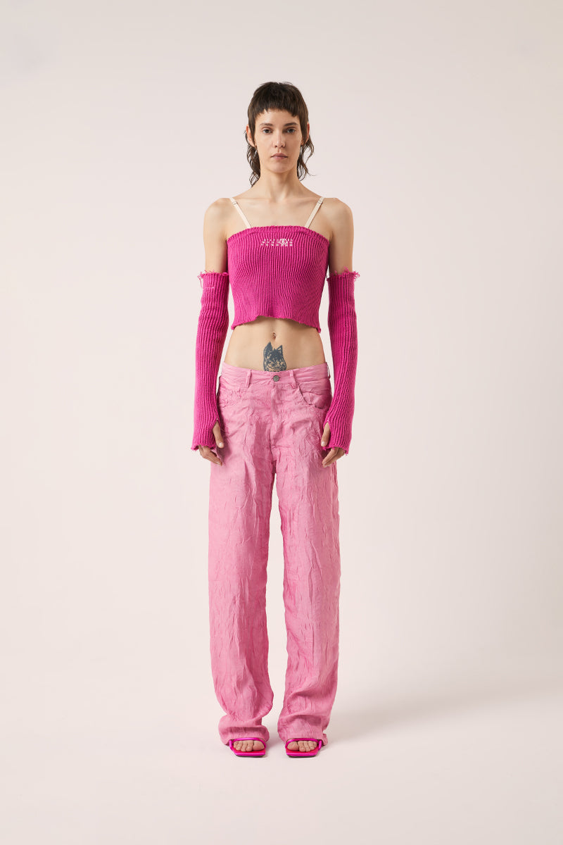 Crinkled trousers-Pink MM6 MAISON MARGIELA