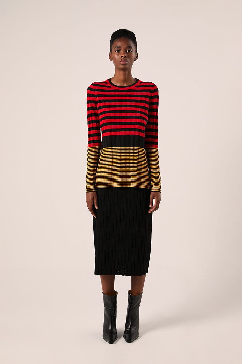 Slinky stripe sweater-Black/Red/Mustard Yellow PROENZA SCHOULER WHITE LABEL