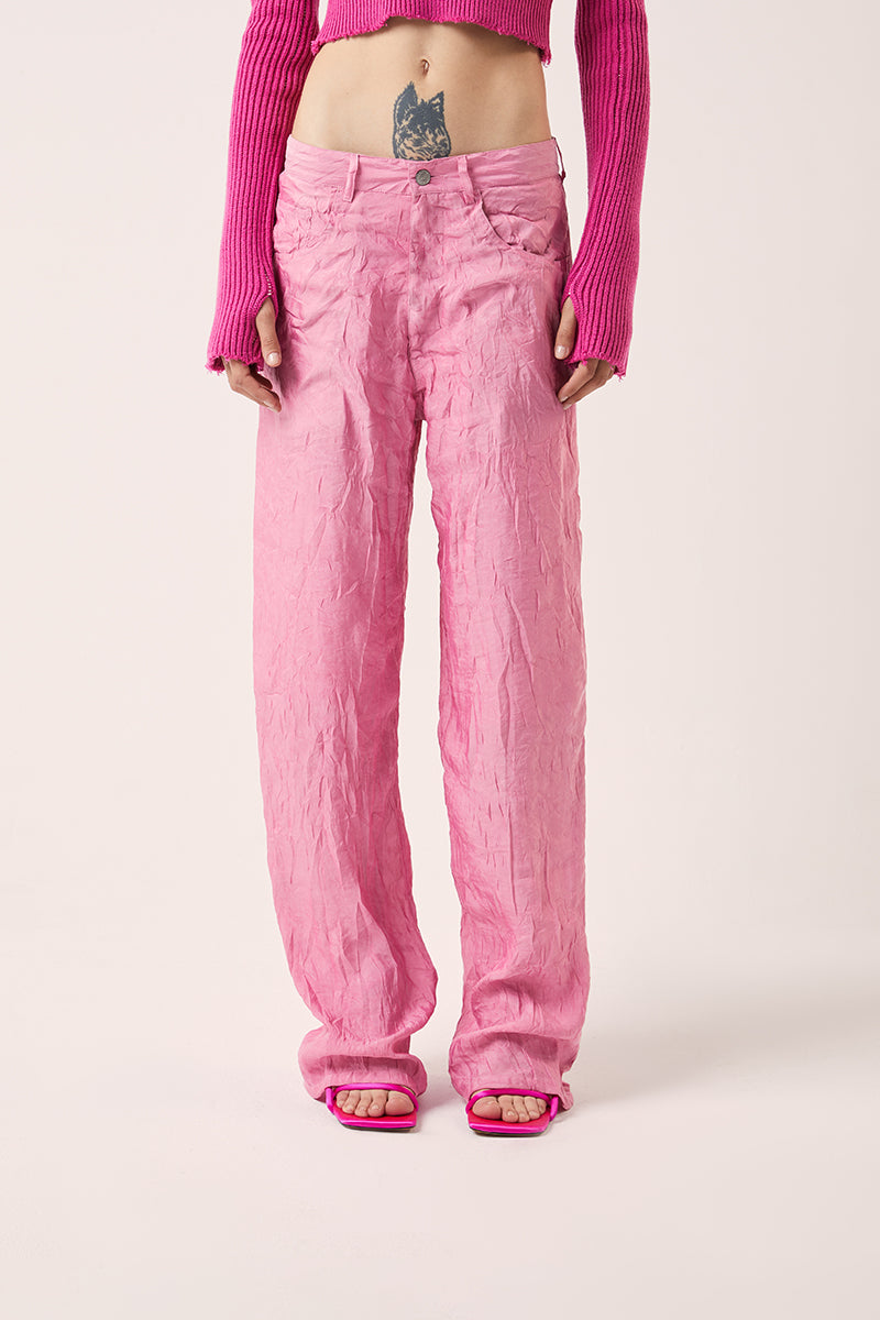 Crinkled trousers-Pink MM6 MAISON MARGIELA