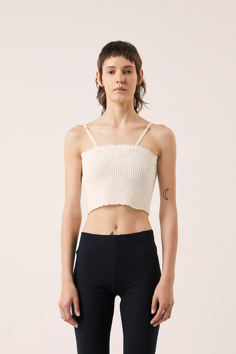 Knit crop top-Cream White MM6 MAISON MARGIELA