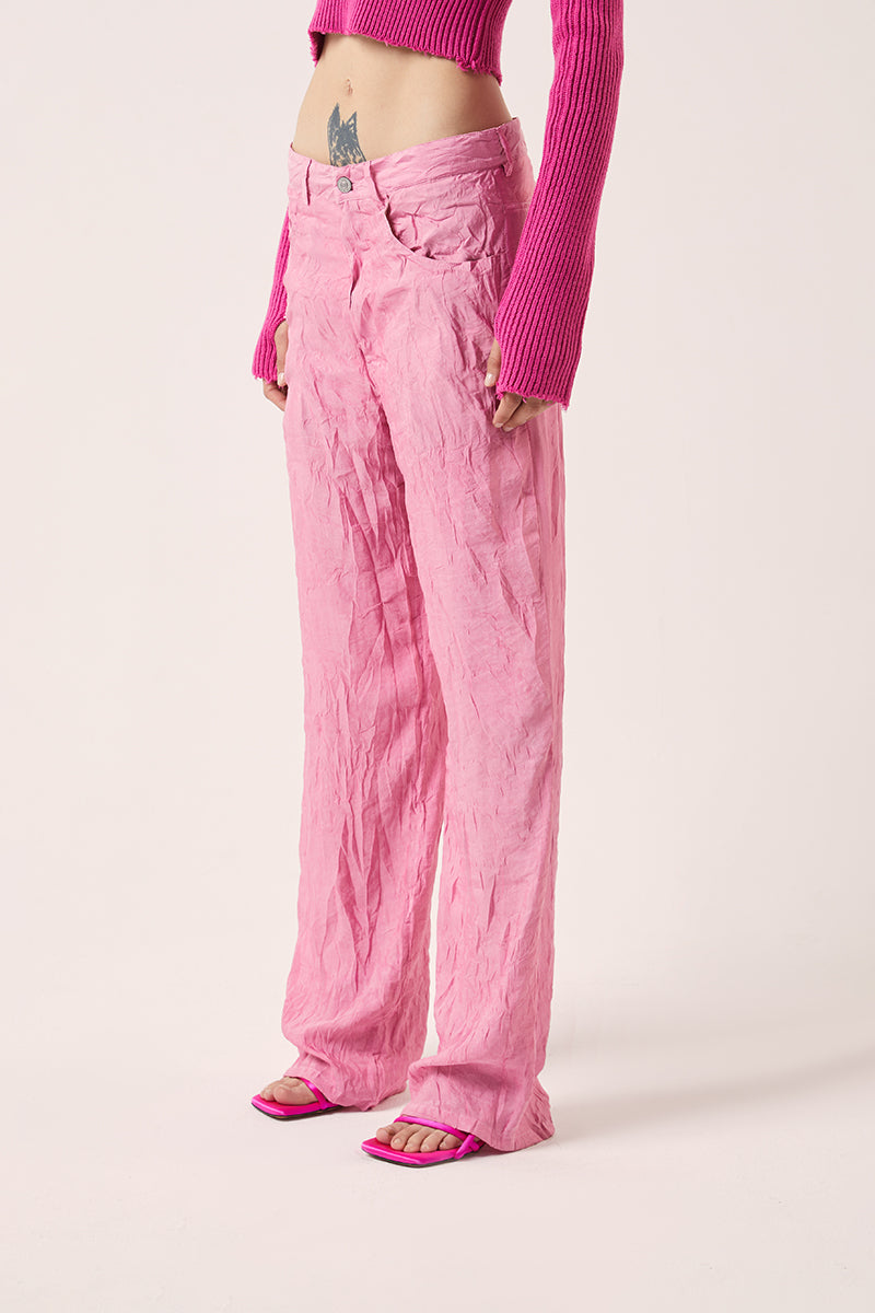 Crinkled trousers-Pink MM6 MAISON MARGIELA