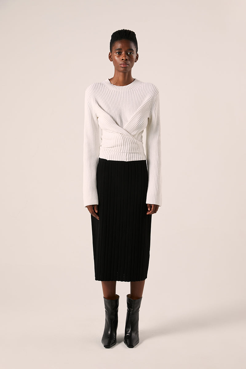 Ribbed wrap sweater-Off White PROENZA SCHOULER WHITE LABEL