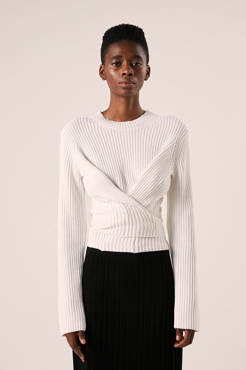 Ribbed wrap sweater-Off White PROENZA SCHOULER WHITE LABEL
