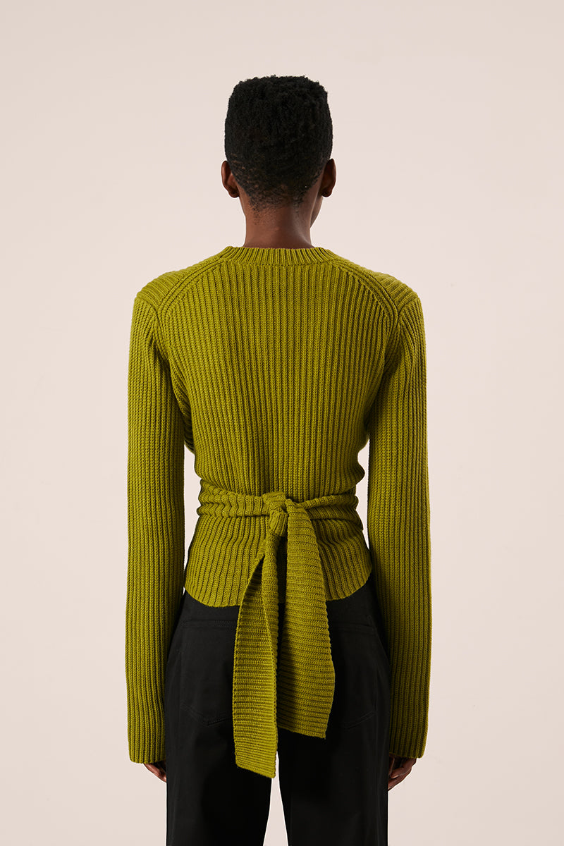 Ribbed wrap sweater-Leaf Green PROENZA SCHOULER WHITE LABEL