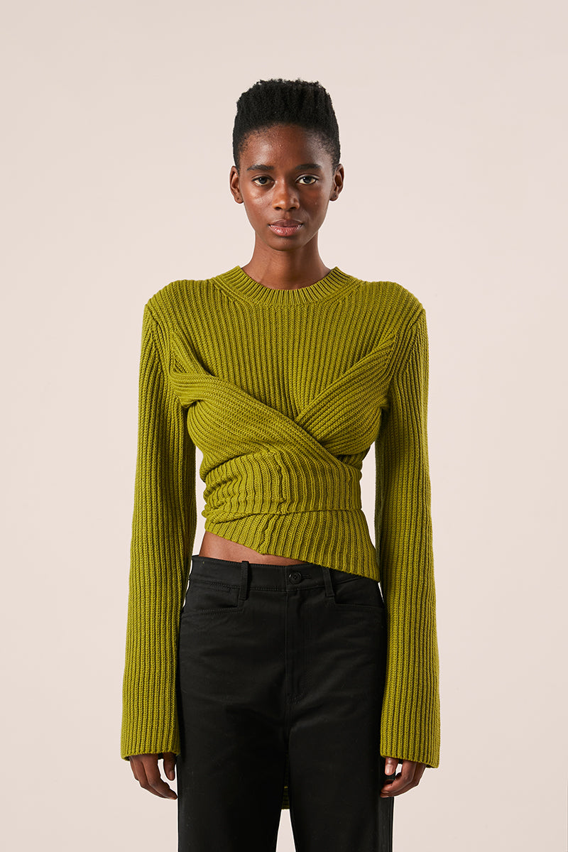 Ribbed wrap sweater-Leaf Green PROENZA SCHOULER WHITE LABEL