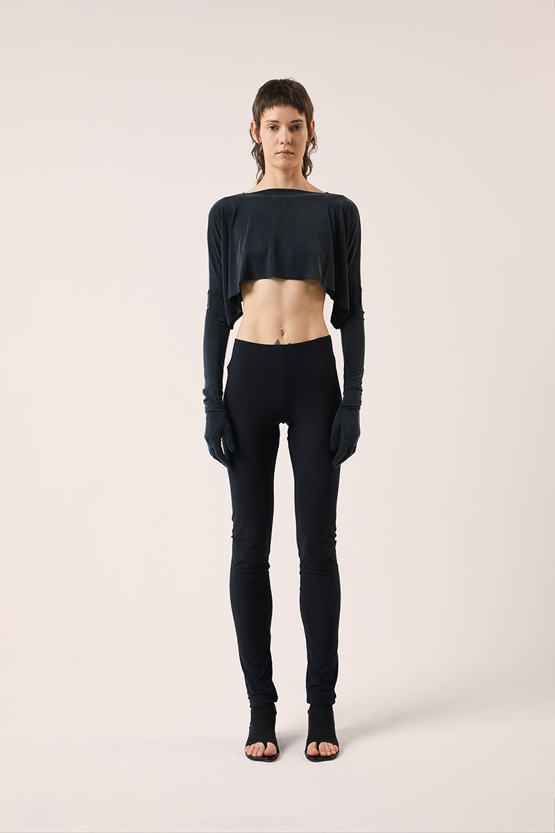 Glove sleeve crop top-Black MM6 MAISON MARGIELA