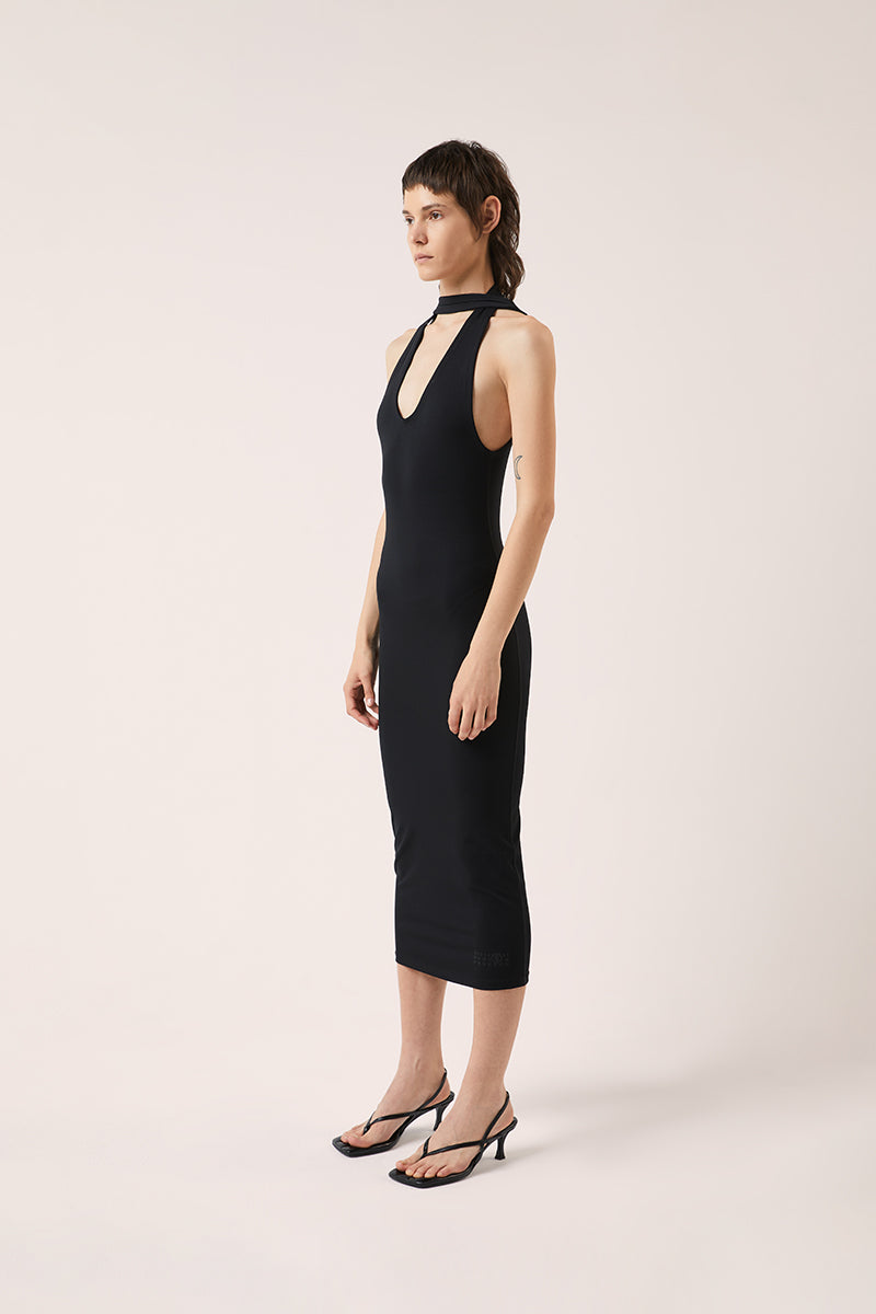 Halter neck midi dress-Black MM6 MAISON MARGIELA