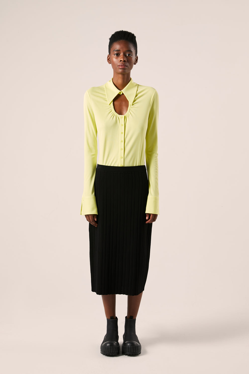 Pointelle rib knit skirt-Black PROENZA SCHOULER WHITE LABEL