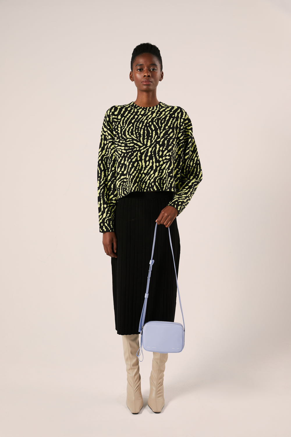 Animal jacquard sweater-Black/Lime Green PROENZA SCHOULER WHITE LABEL