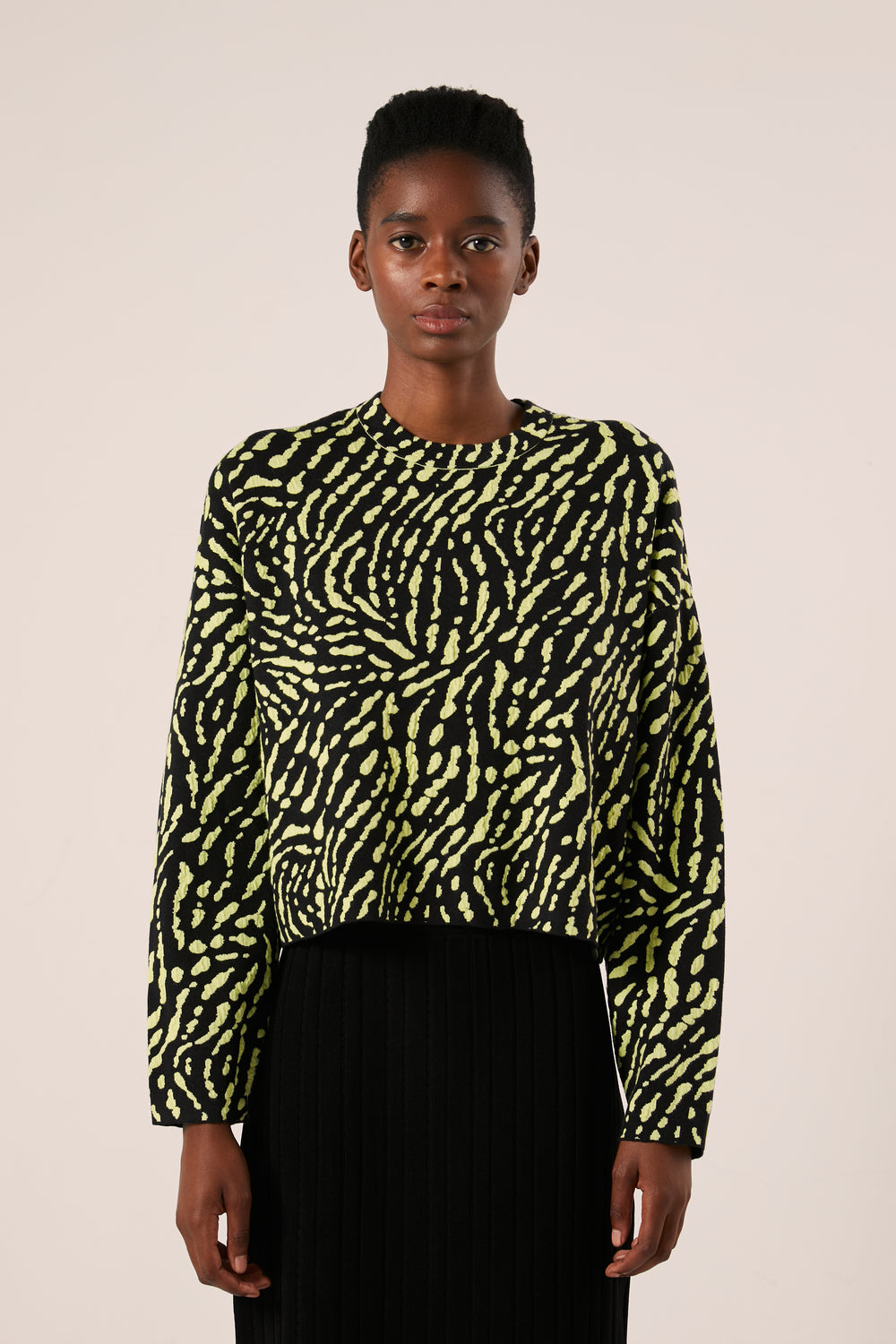 Animal jacquard sweater-Black/Lime Green PROENZA SCHOULER WHITE LABEL
