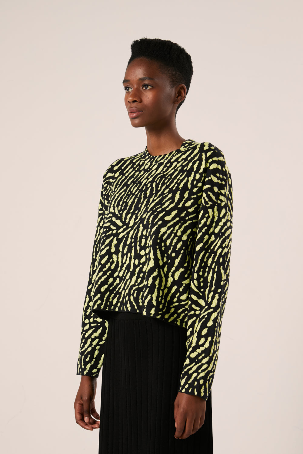 Animal jacquard sweater-Black/Lime Green PROENZA SCHOULER WHITE LABEL