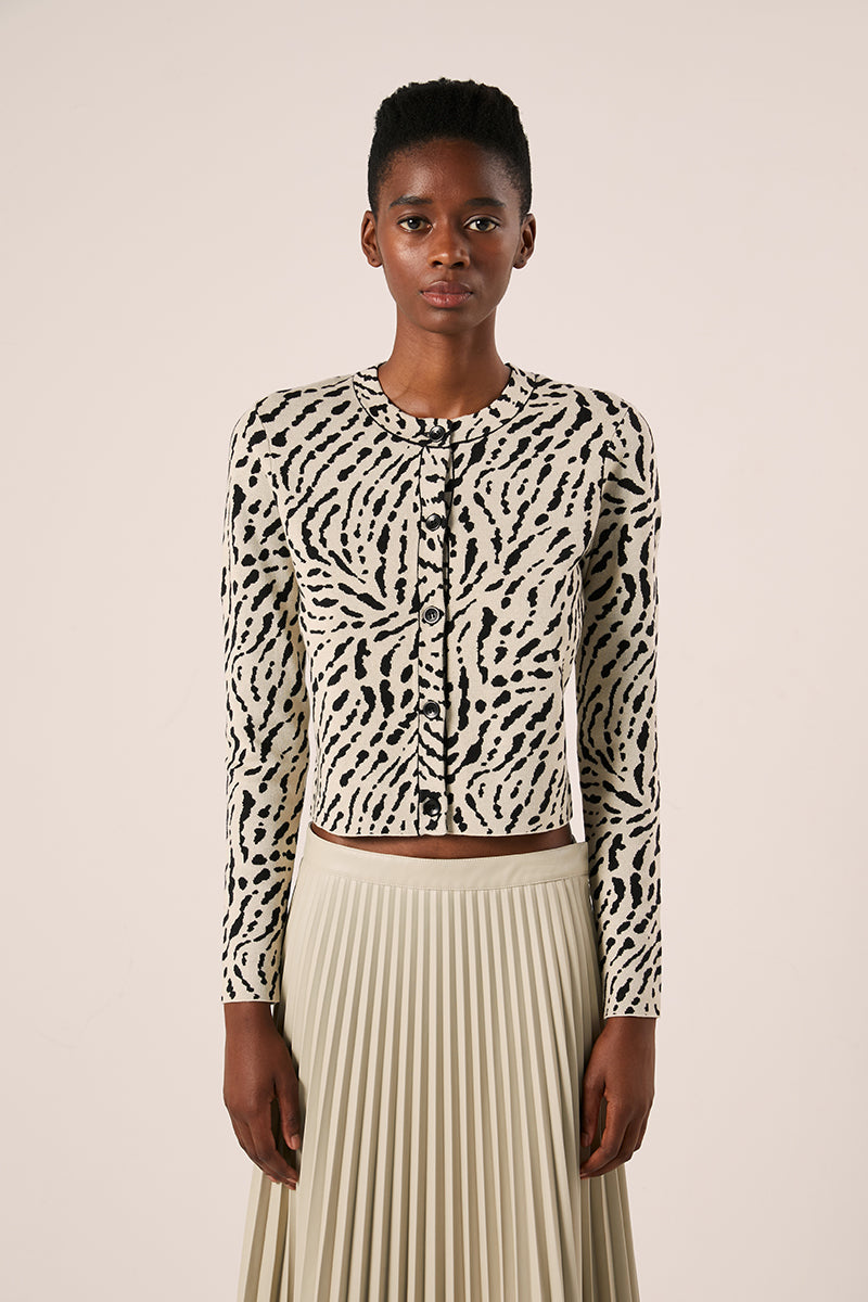 Animal jacquard cardigan-Black/Beige PROENZA SCHOULER WHITE LABEL