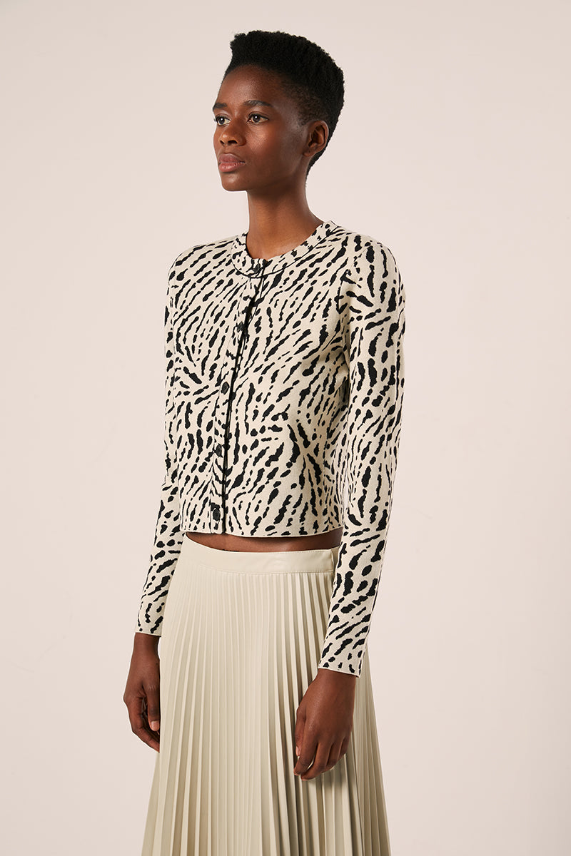 Animal jacquard cardigan-Black/Beige PROENZA SCHOULER WHITE LABEL
