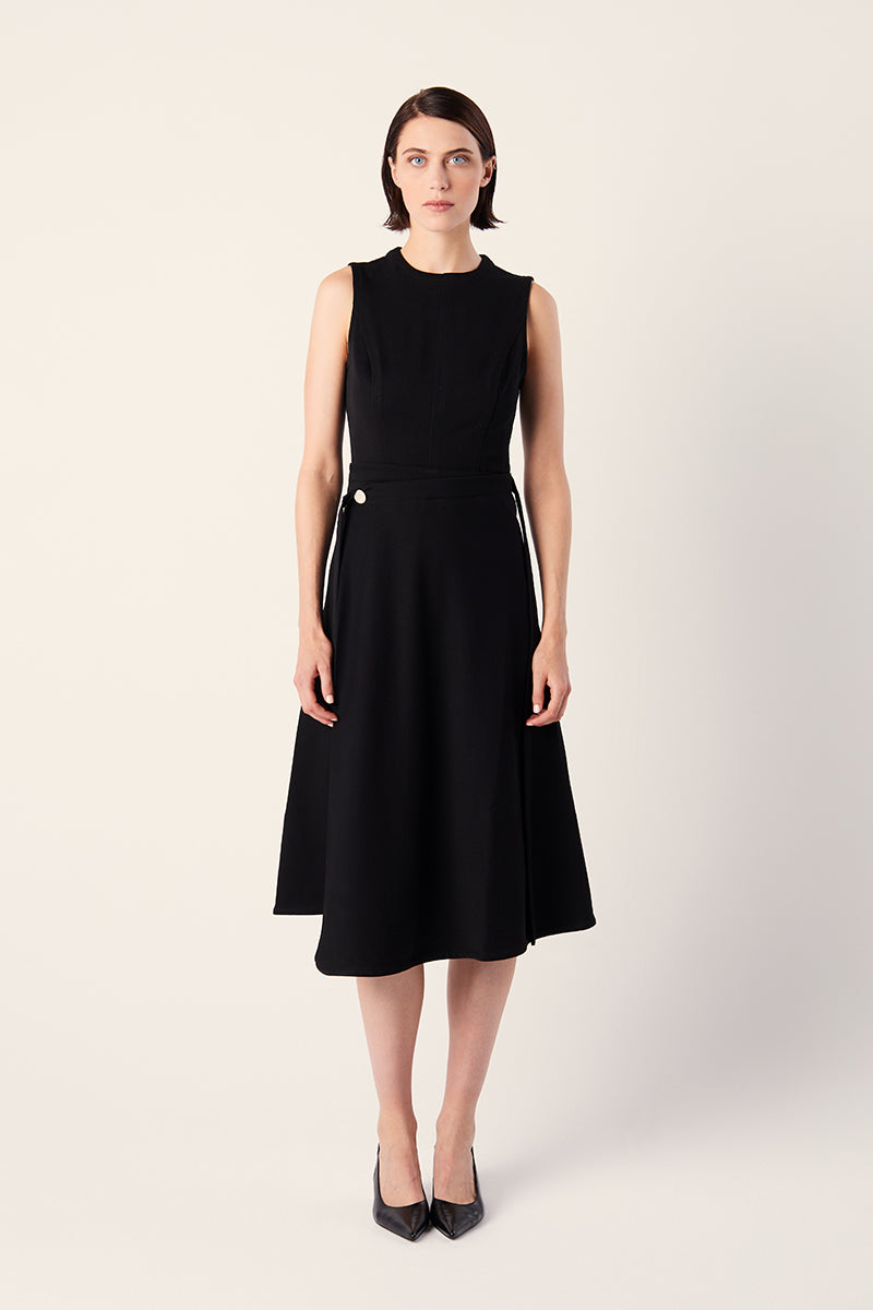 Ivy Wrap Dress in Stretch Suiting-Black PROENZA SCHOULER WHITE LABEL