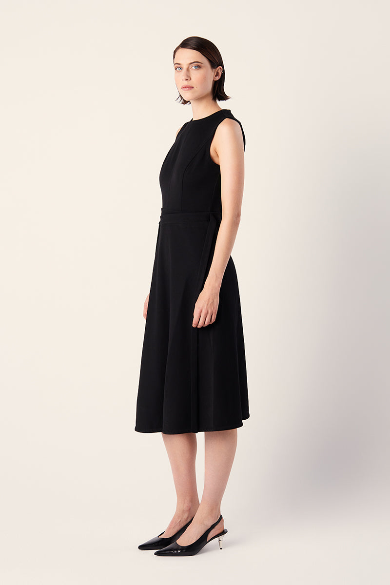 Ivy Wrap Dress in Stretch Suiting-Black PROENZA SCHOULER WHITE LABEL