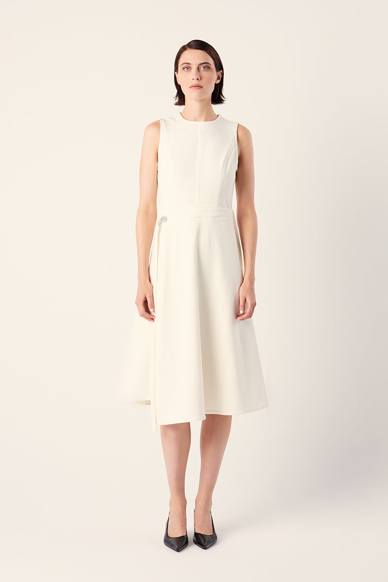 Ivy Wrap Dress in Stretch Suiting-White PROENZA SCHOULER WHITE LABEL