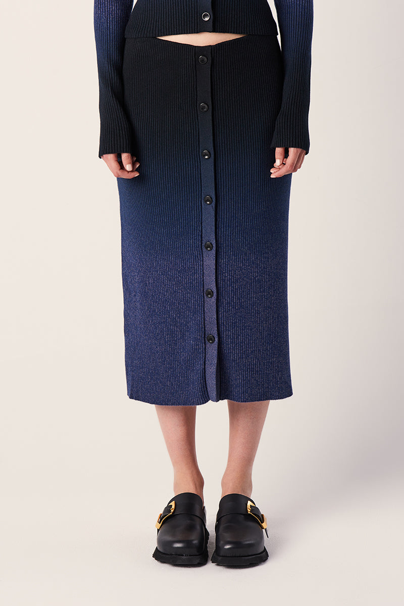 Gradient Marl Knit Skirt-Blue/Black PROENZA SCHOULER WHITE LABEL