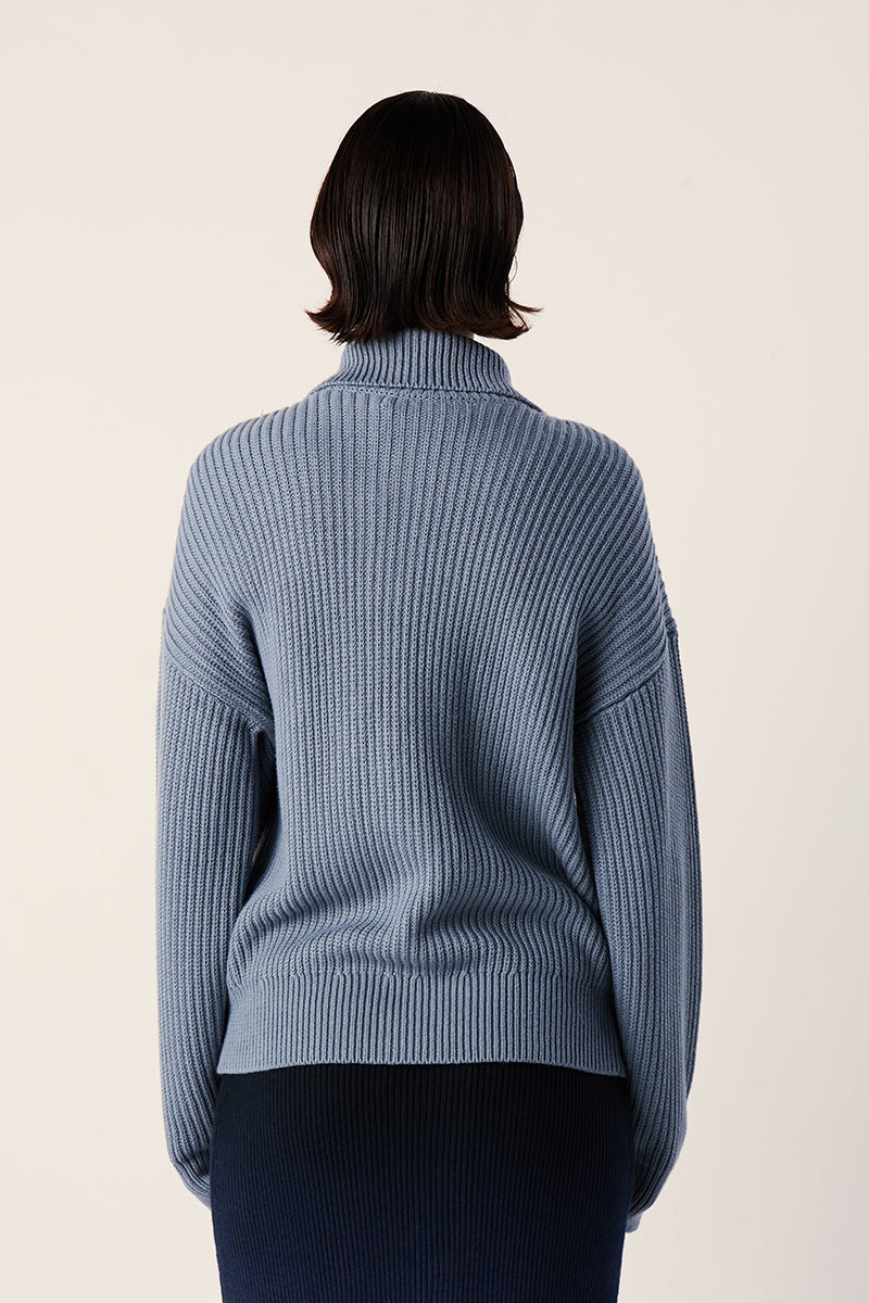 Reversible Cotton Cashmere Sweater-Cerulean PROENZA SCHOULER WHITE LABEL