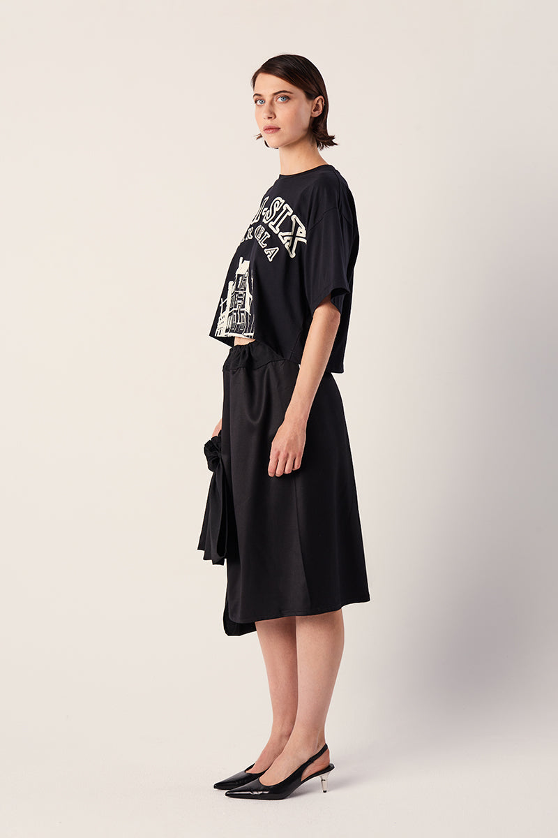 Midi wool skirt-Black 240791