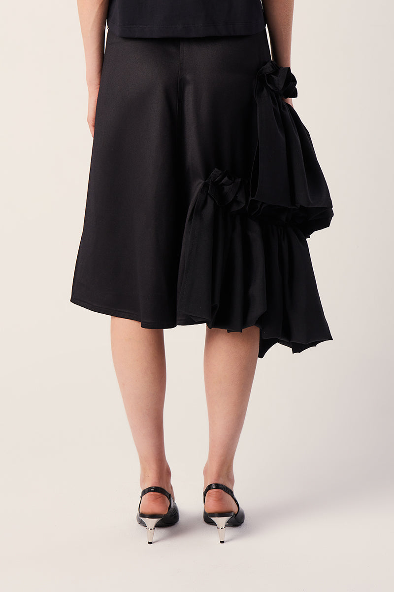 Midi wool skirt-Black 240791
