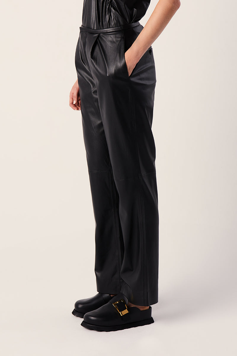 Faux Leather Straight Leg Pants-Black PROENZA SCHOULER WHITE LABEL