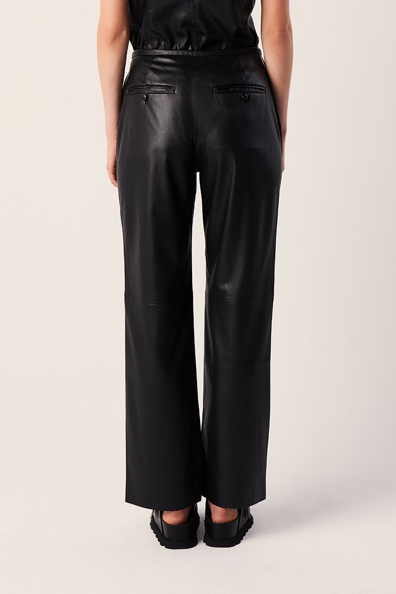 Faux Leather Straight Leg Pants-Black PROENZA SCHOULER WHITE LABEL