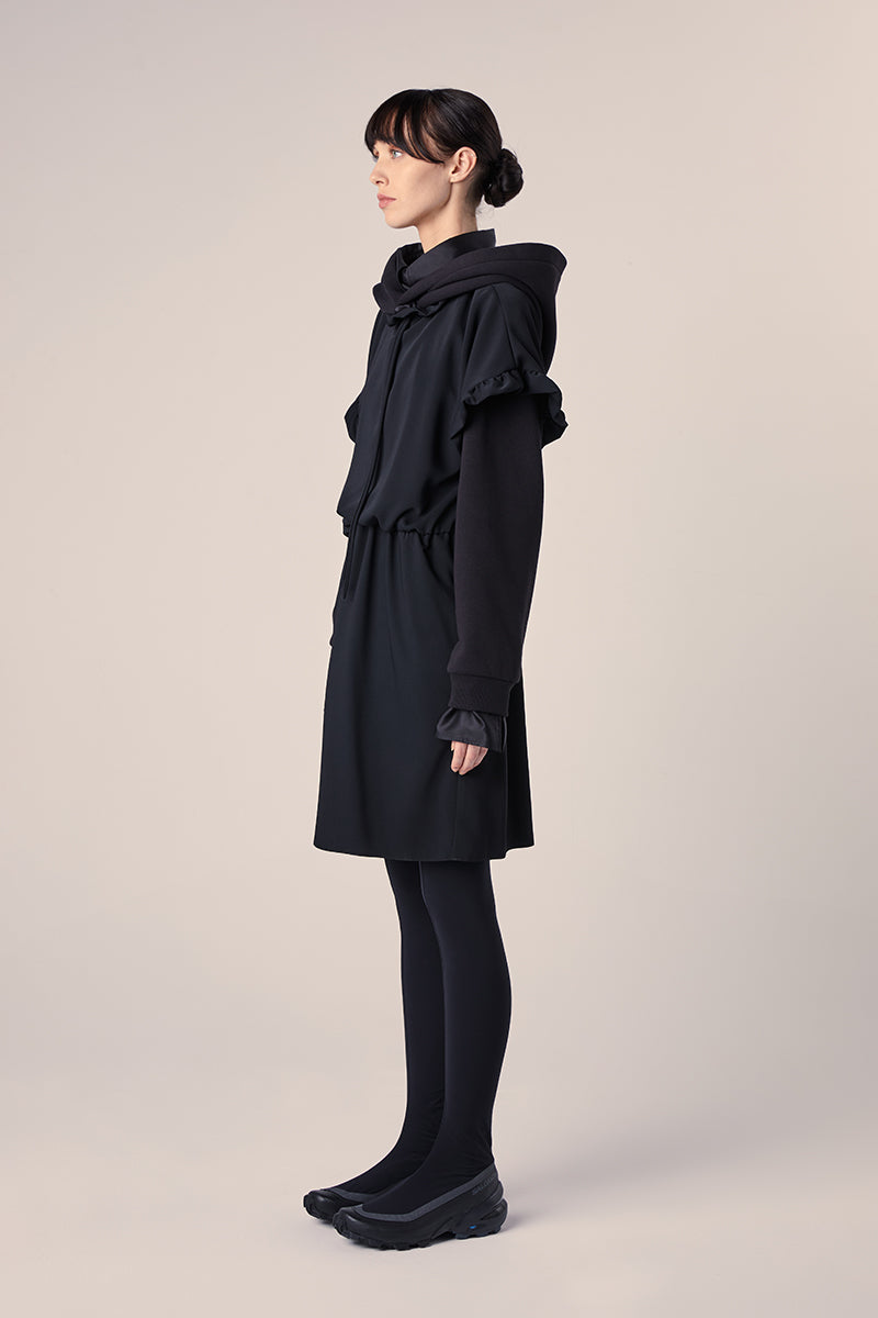 Layered hooded minidress-Black MM6 MAISON MARGIELA