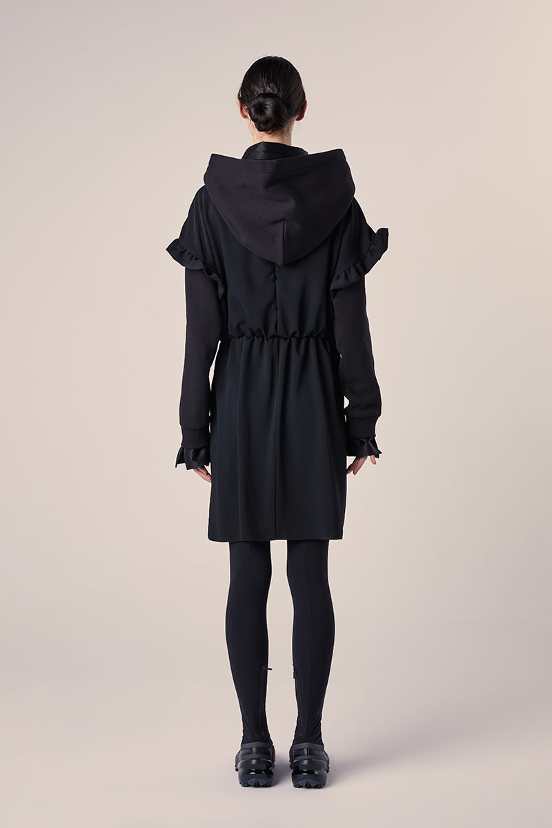 Layered hooded minidress-Black MM6 MAISON MARGIELA