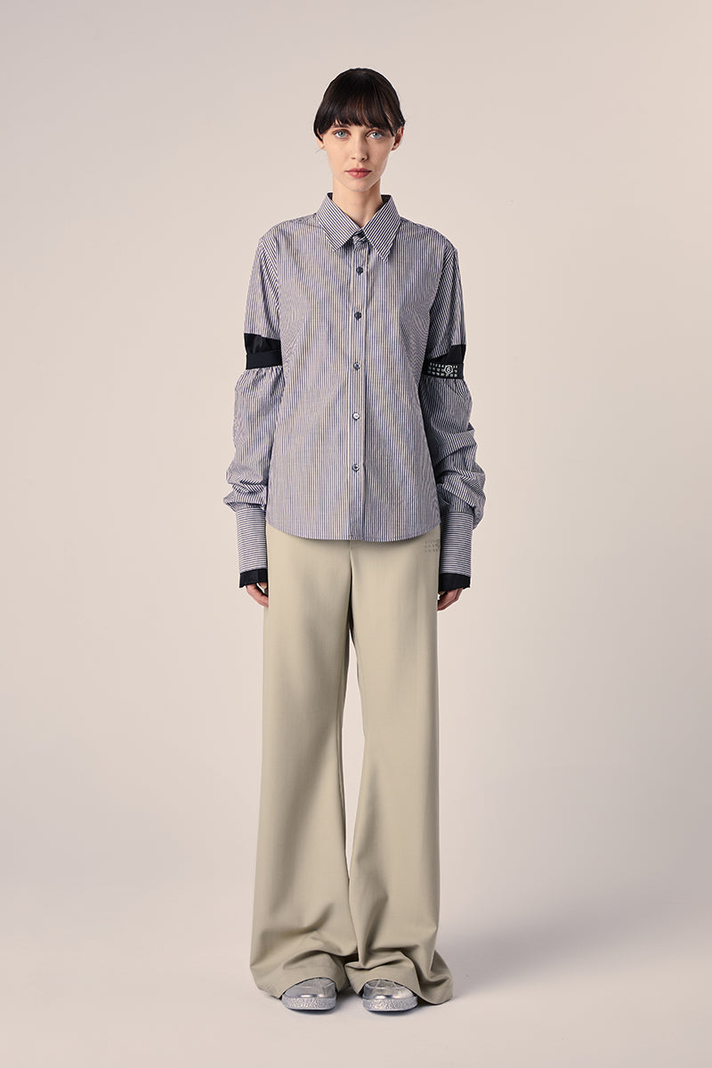 Cotton Long-sleeved Shirt-Grey MM6 MAISON MARGIELA