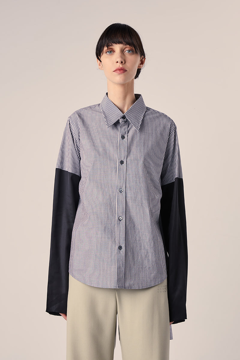 Cotton Long-sleeved Shirt-Grey MM6 MAISON MARGIELA