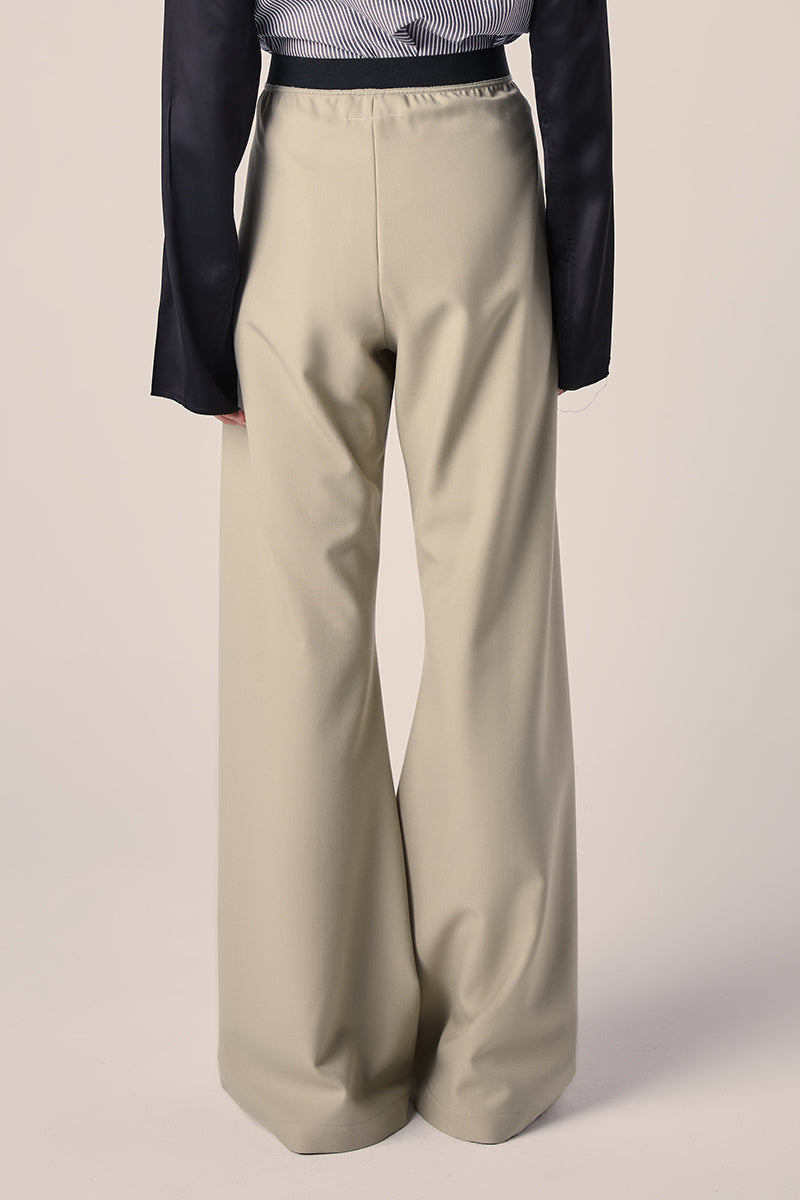 Women's Natural Mm6 Maison Elasticated Waistband Flared Pants-Sand beige MM6 MAISON MARGIELA