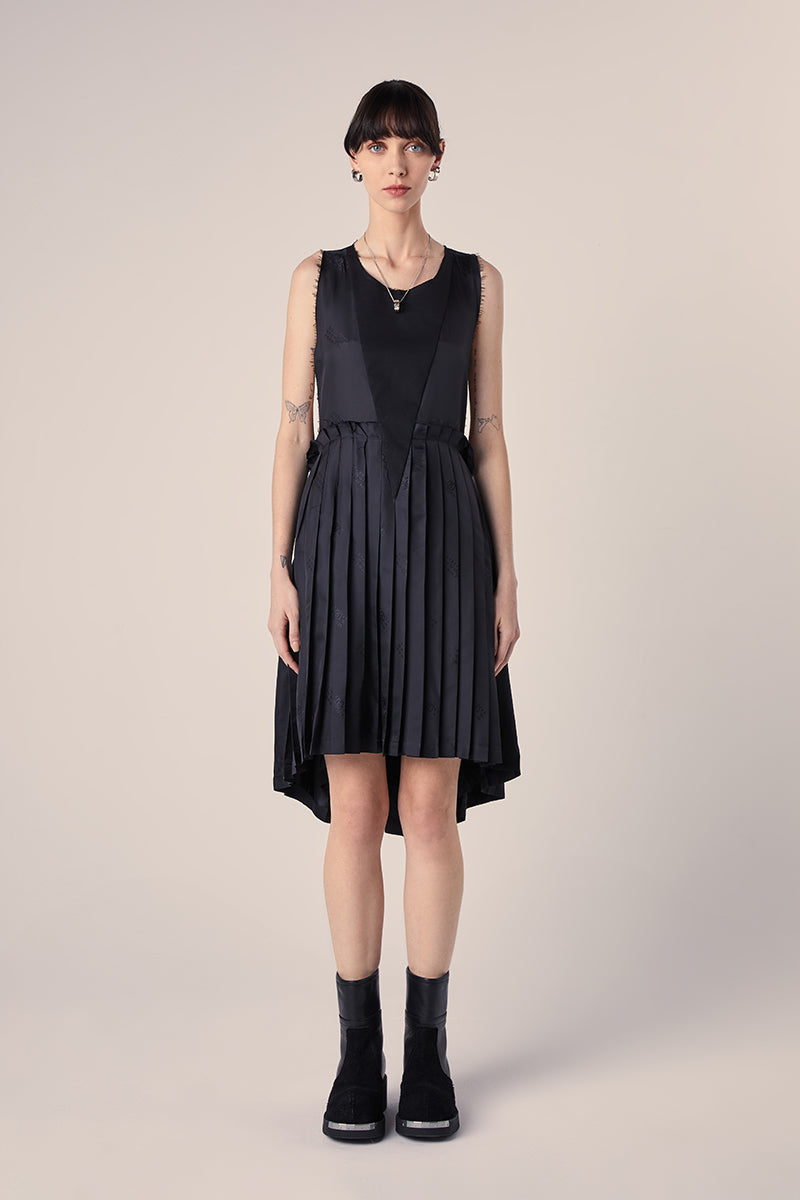 Sleeveless pleated dress-Black MM6 MAISON MARGIELA