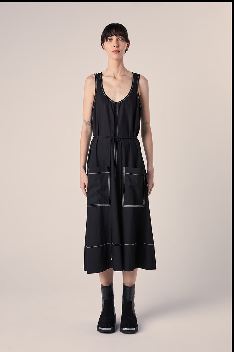 Lucy Dress in Drapey Suiting-Black PROENZA SCHOULER WHITE LABEL
