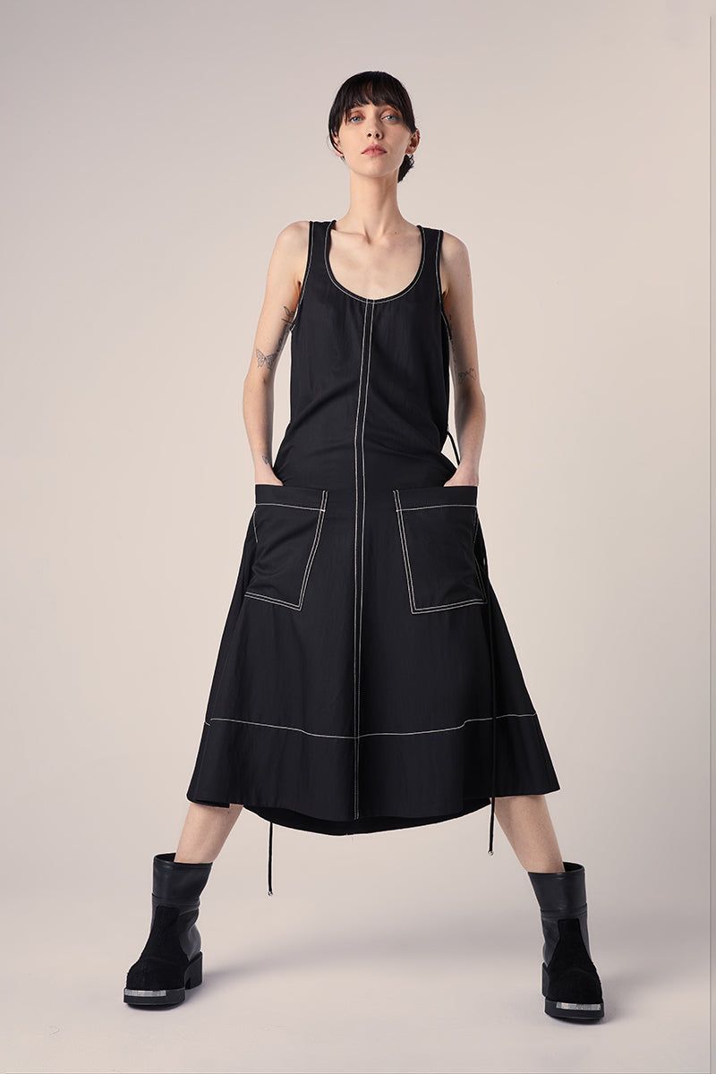 Lucy Dress in Drapey Suiting-Black PROENZA SCHOULER WHITE LABEL