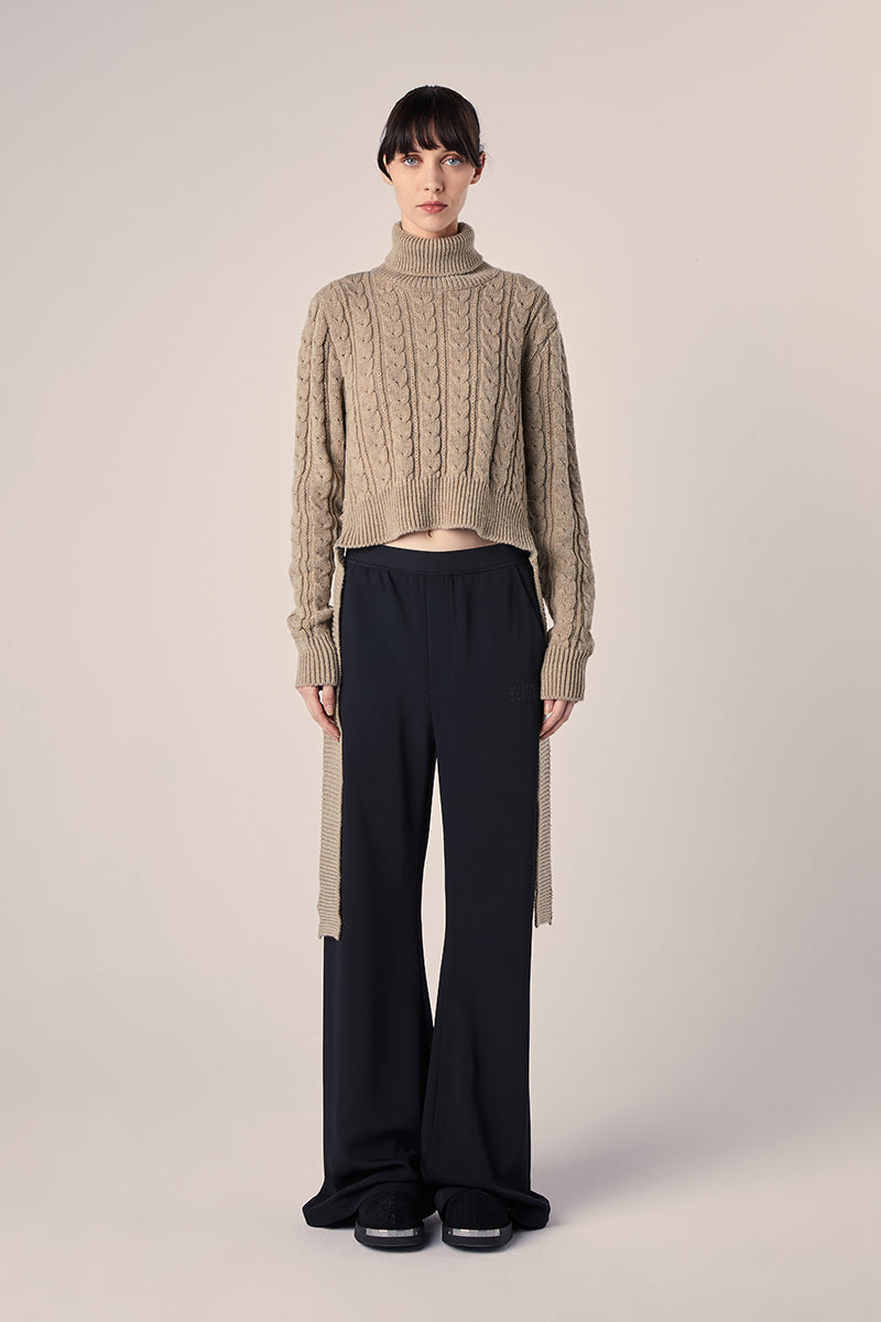 Cropped wool-blend sweater-Beige MM6 MAISON MARGIELA