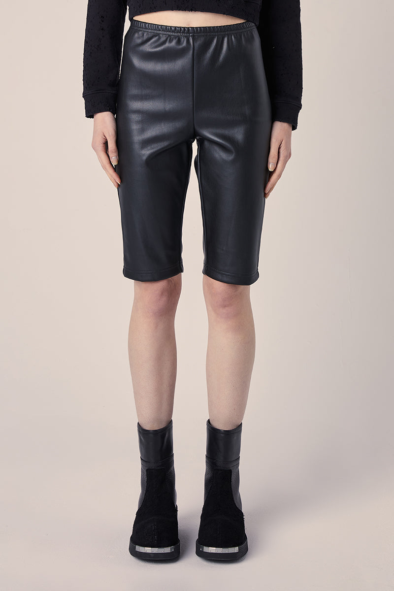 Faux leather cycling shorts-Black MM6 MAISON MARGIELA