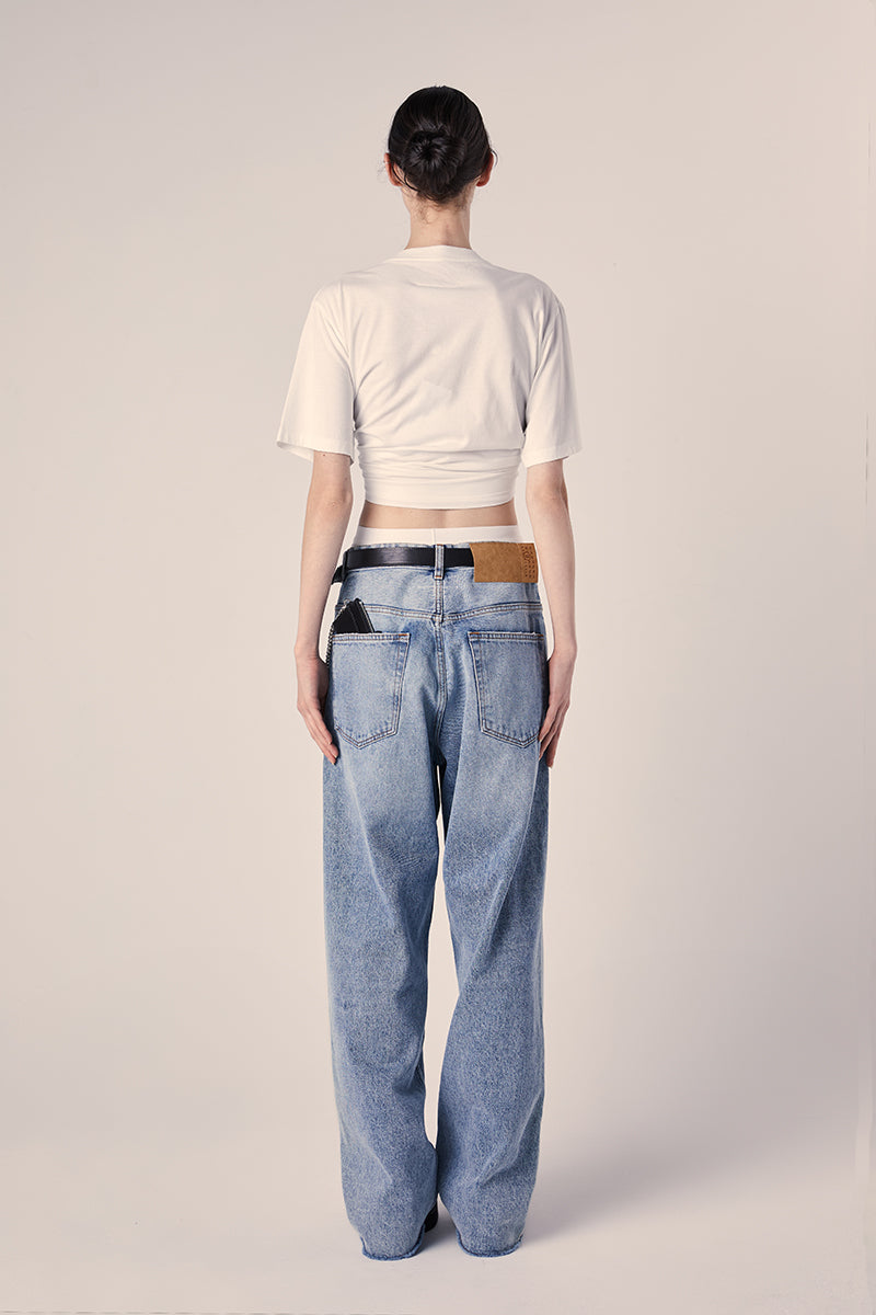 Light blue denim boxer effect waistband jeans MM6 MAISON MARGIELA