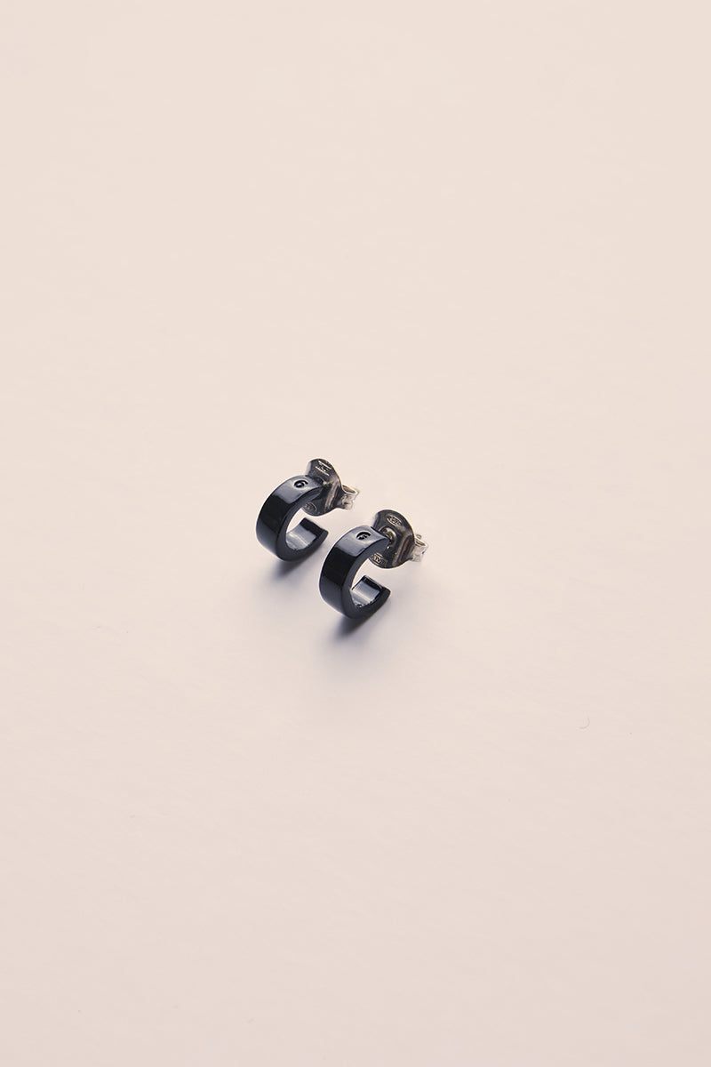 Small Numeric Minimal Signature Hoop Earrings-Black MM6 MAISON MARGIELA