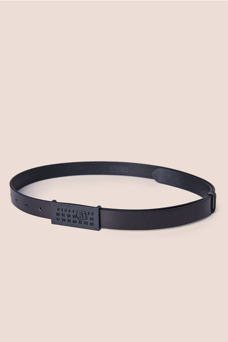 Logo-embossed leather belt-Black MM6 MAISON MARGIELA