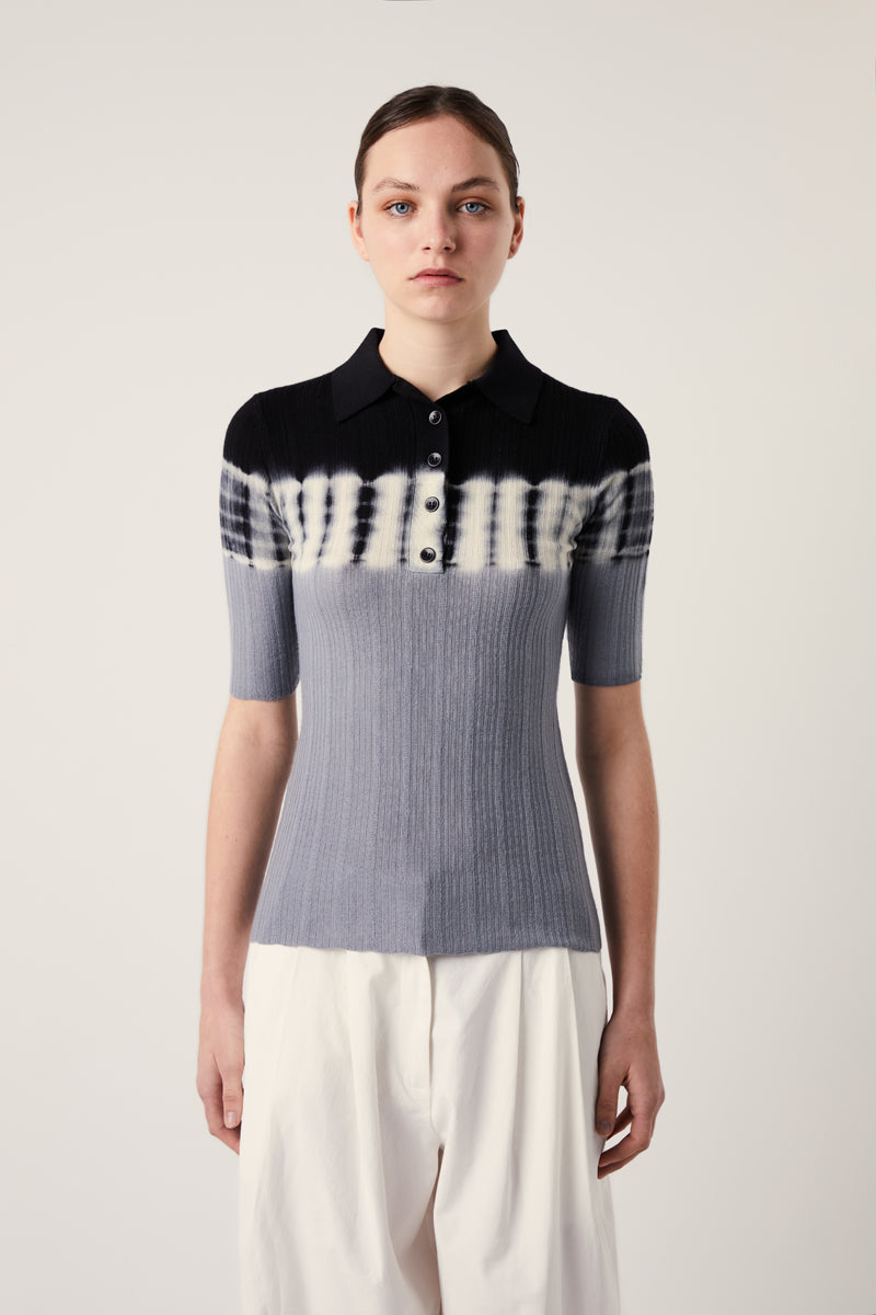 Tie-dye polo shirt-Black/White/Grey PROENZA SCHOULER WHITE LABEL
