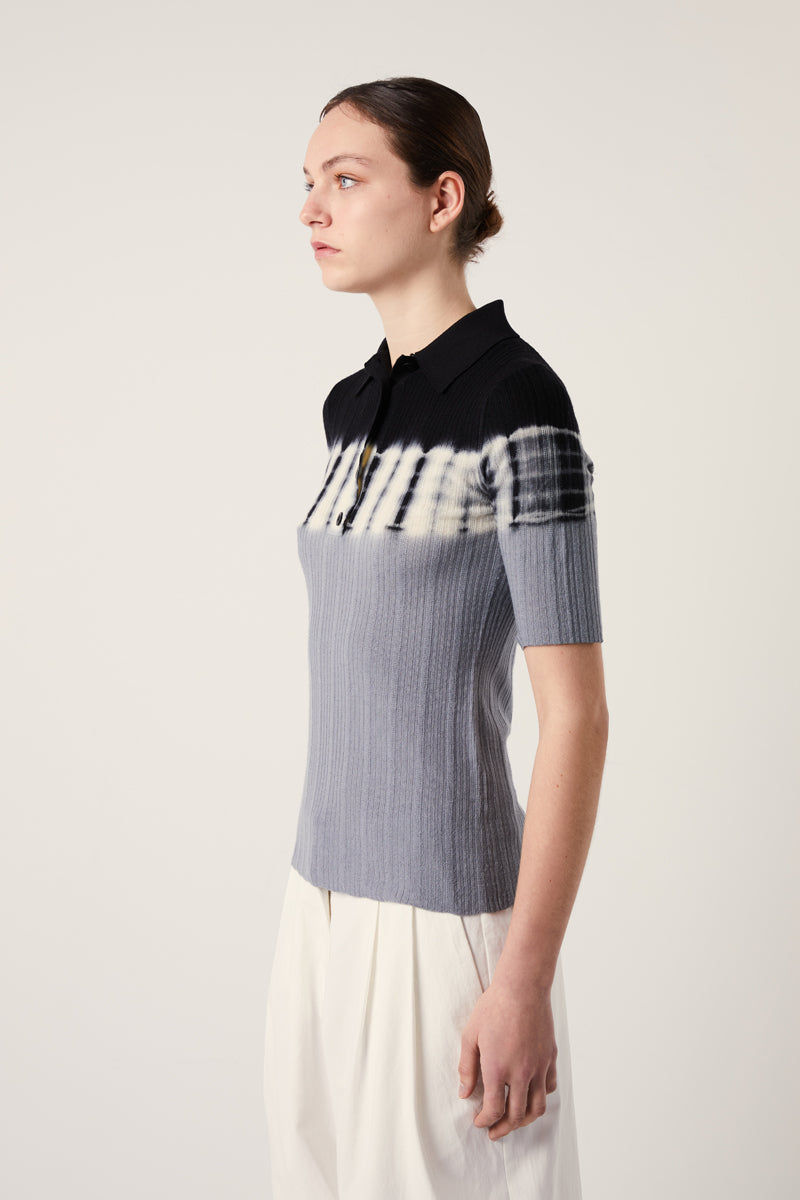 Tie-dye polo shirt-Black/White/Grey PROENZA SCHOULER WHITE LABEL