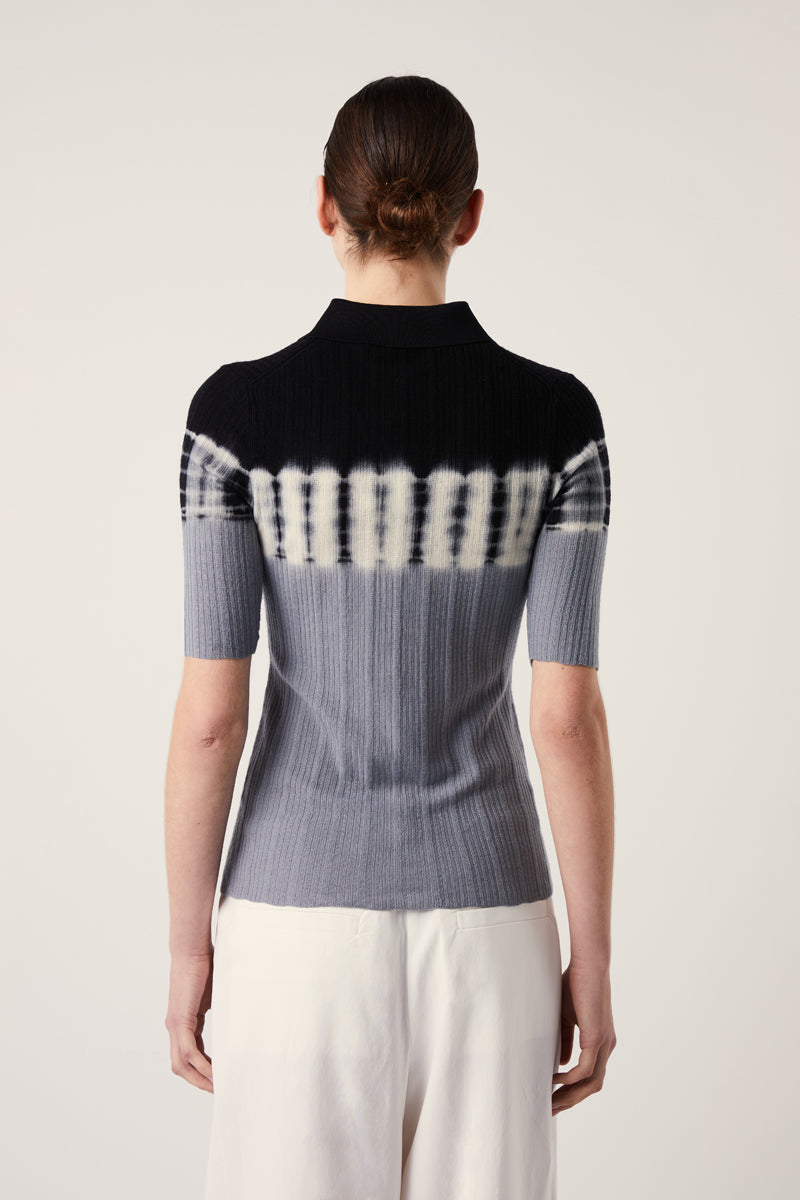 Tie-dye polo shirt-Black/White/Grey PROENZA SCHOULER WHITE LABEL