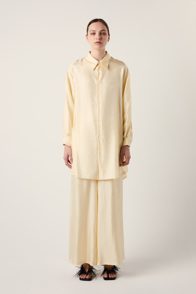 Numbers-print satin shirtdress-Light Yellow MM6 MAISON MARGIELA