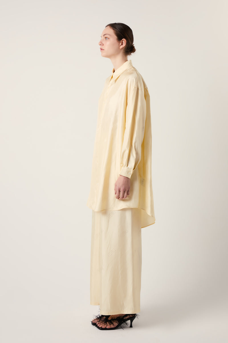 Numbers-print satin shirtdress-Light Yellow MM6 MAISON MARGIELA
