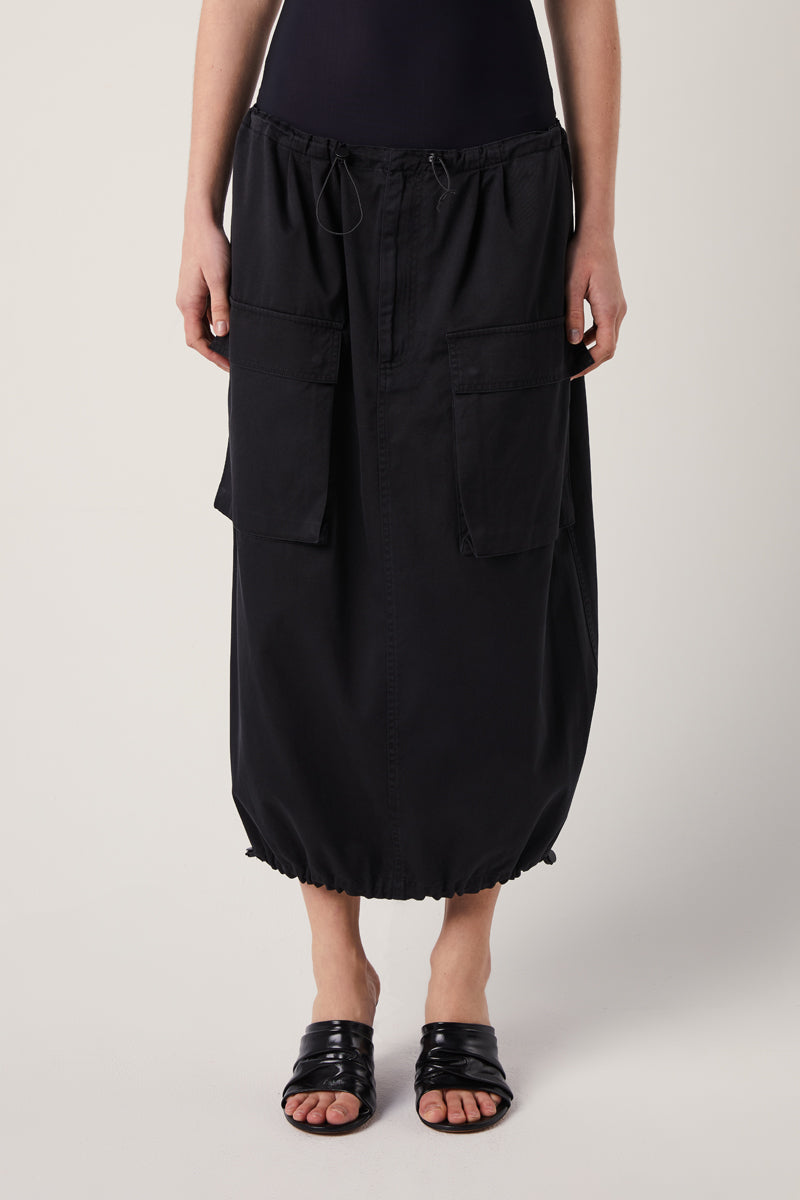 Drawstring-waist cotton midi skirt-Black MM6 MAISON MARGIELA