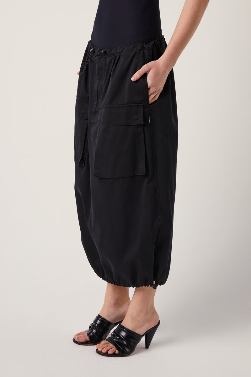 Drawstring-waist cotton midi skirt-Black MM6 MAISON MARGIELA