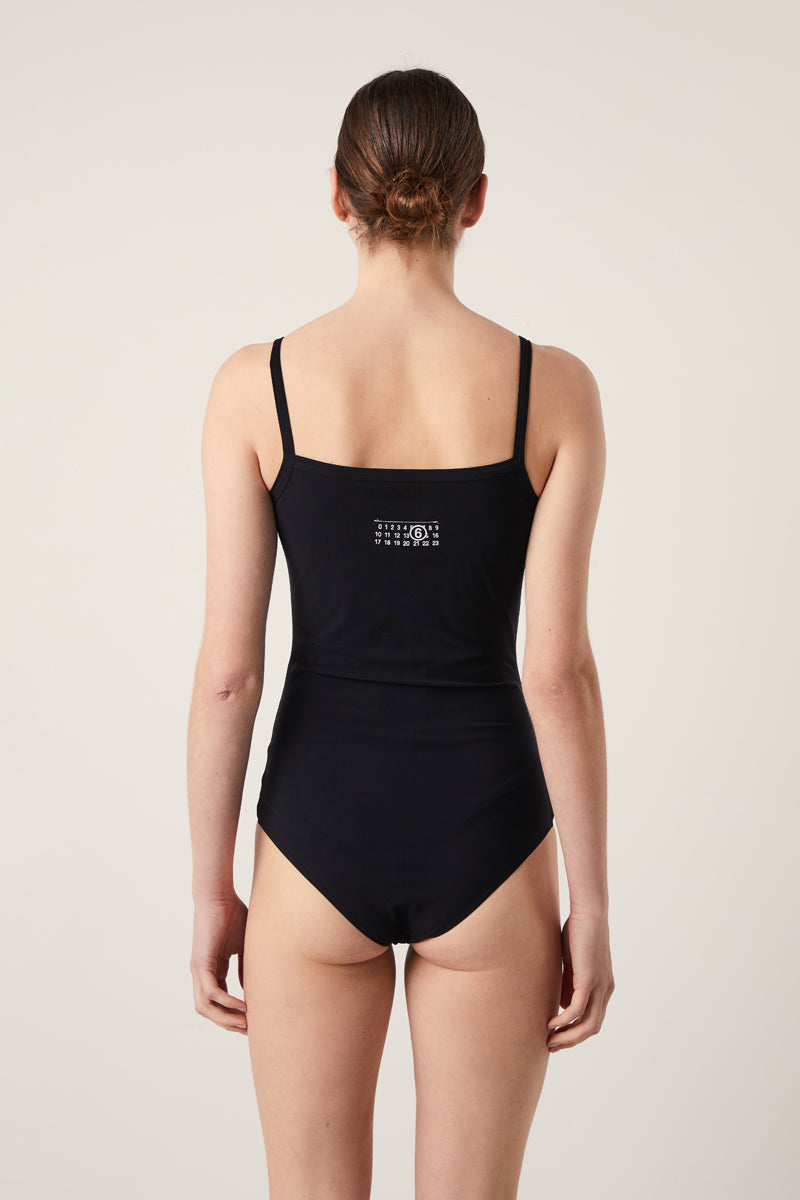 Thin shoulder straps bodysuit-Black MM6 MAISON MARGIELA