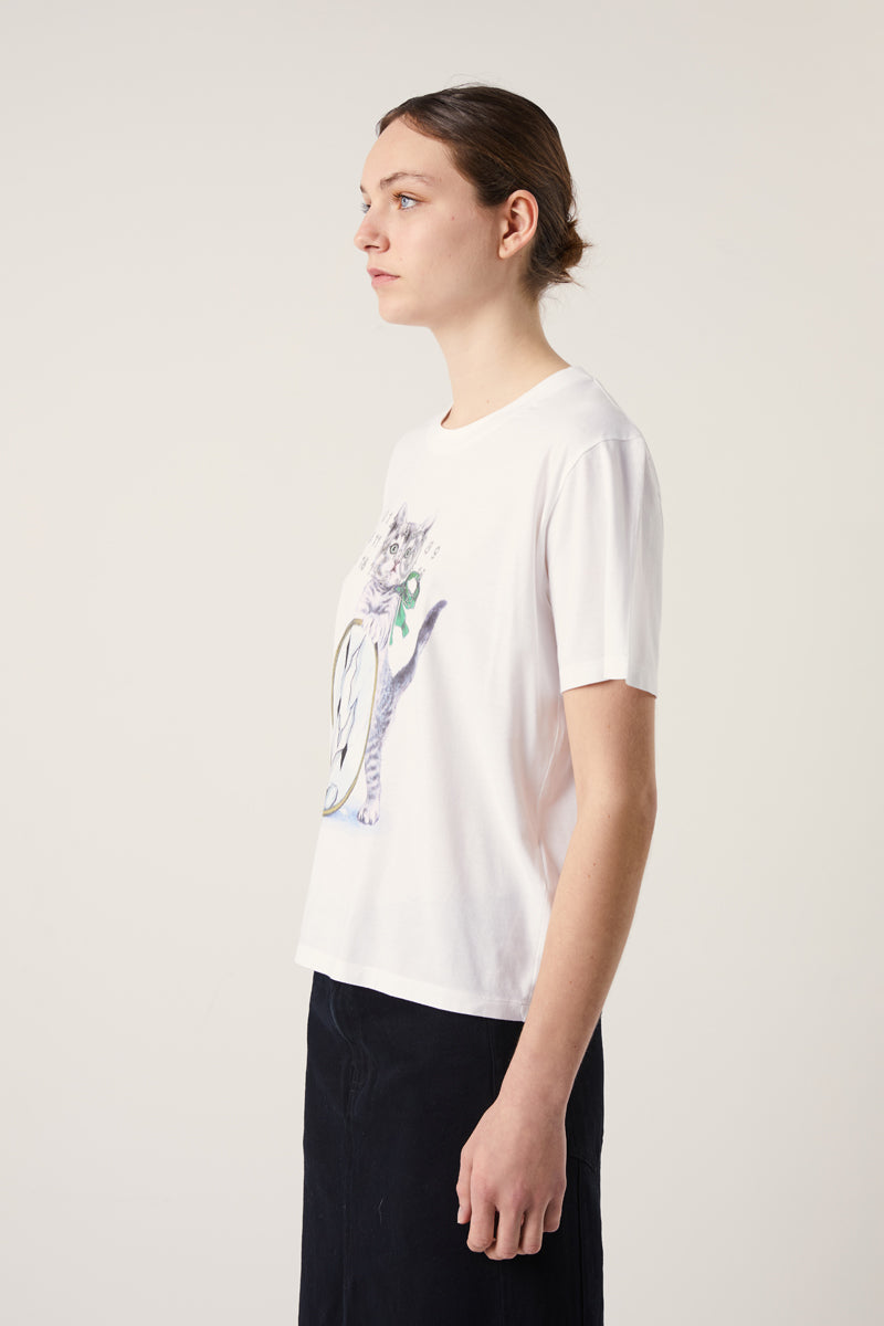 Cat-print cotton T-shirt-White/multicolour MM6 MAISON MARGIELA