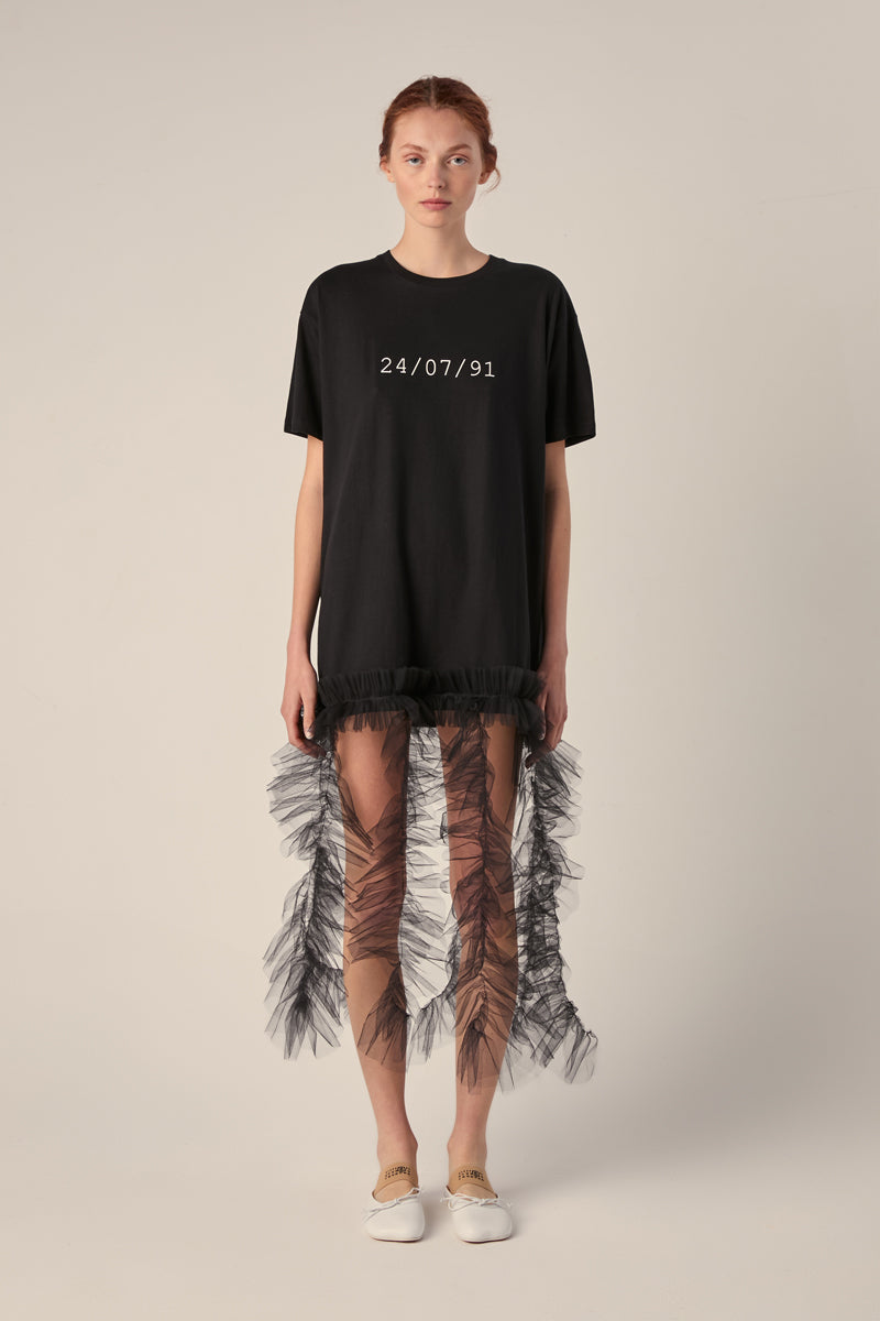 Cotton oversized brand logo t-shirt dress 240791