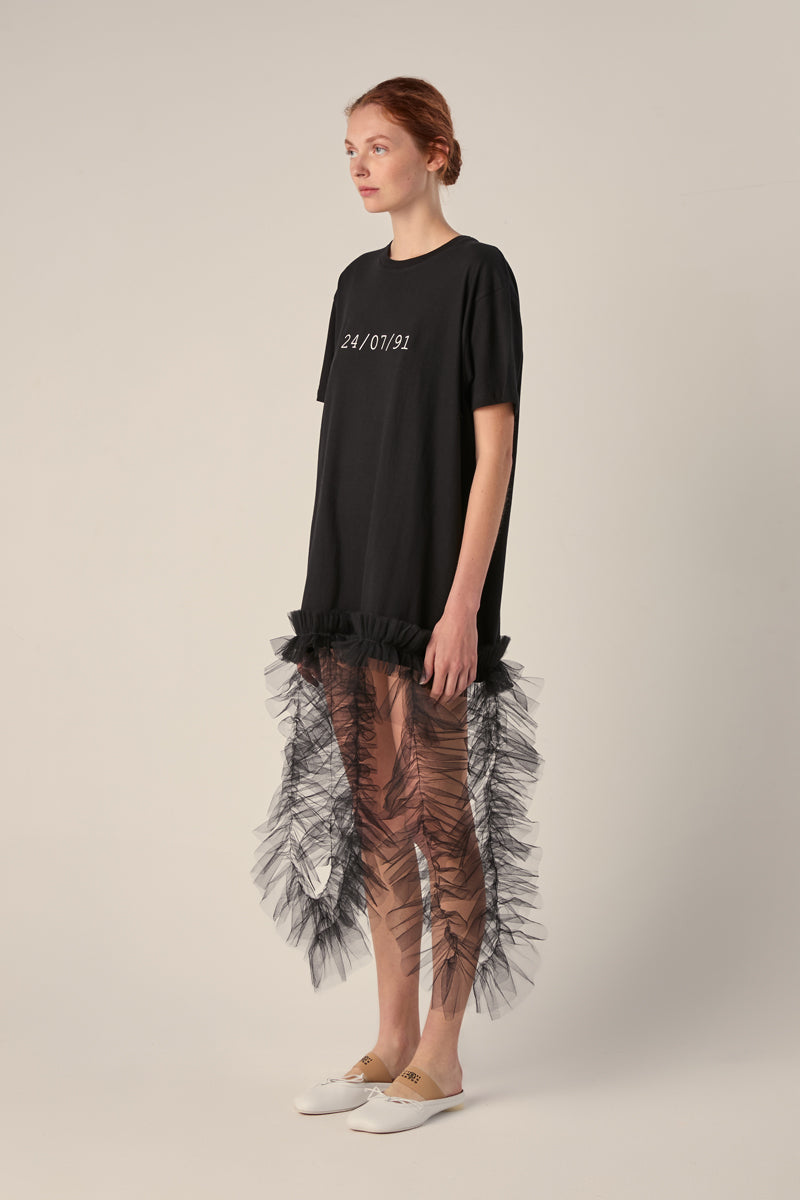 Cotton oversized brand logo t-shirt dress 240791